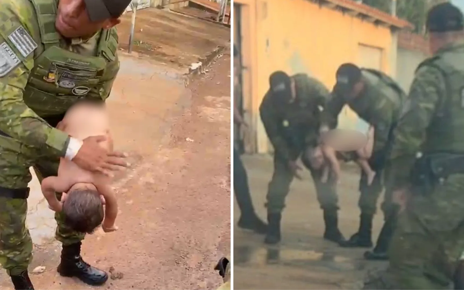 Policiais socorrem bebê durante prisão de condenado por homicídio em Goianira