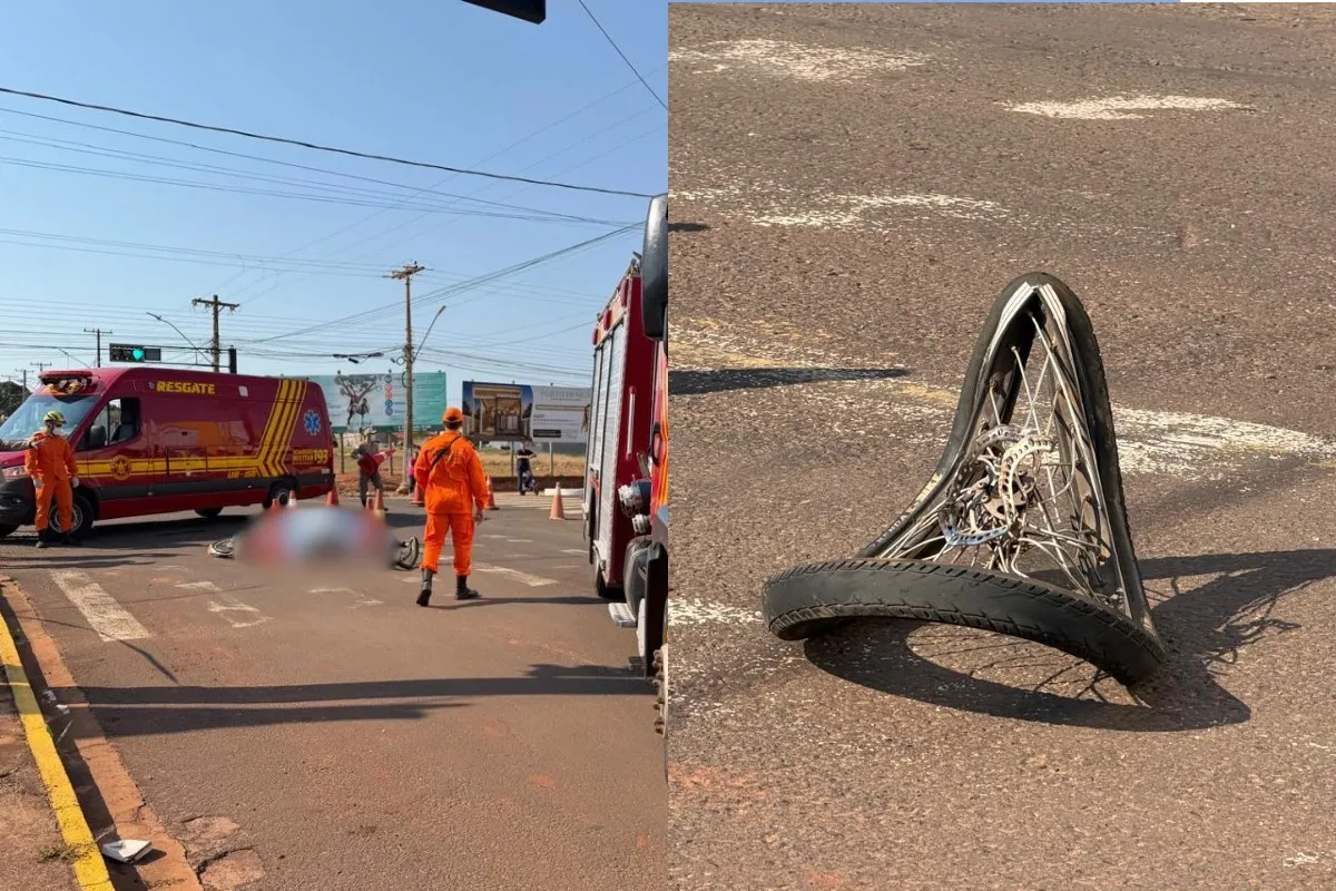 Ciclista de 62 anos morre após ser atingida por caminhão em Nova Andradina