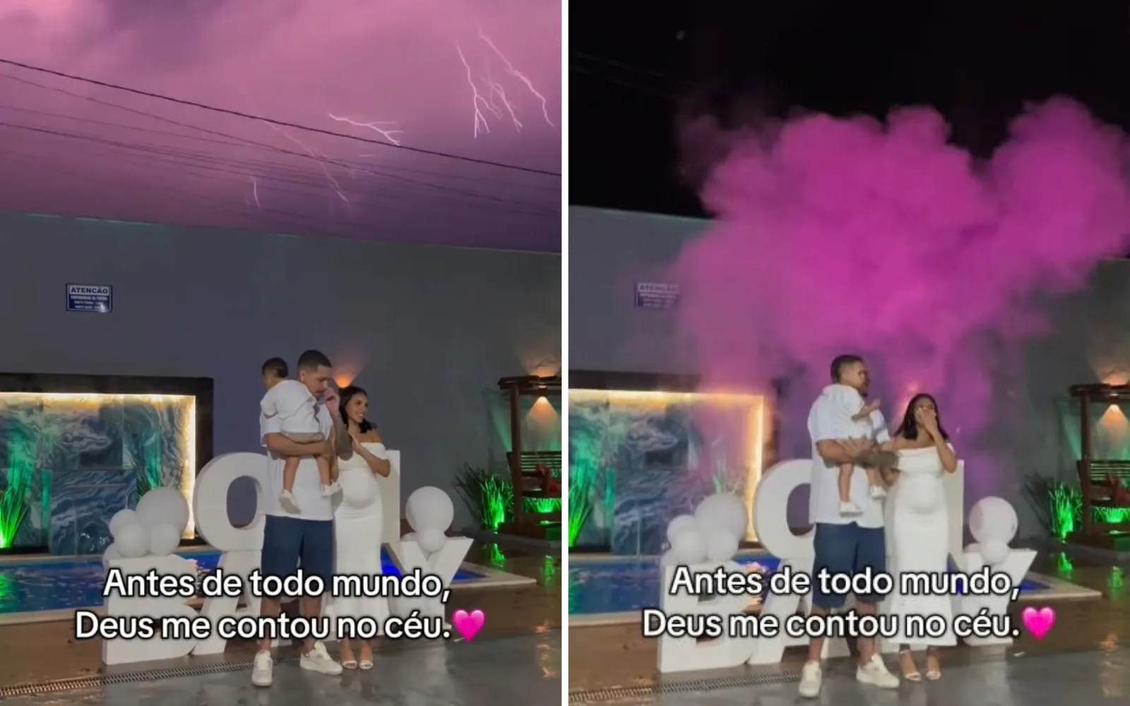 Raio rosa surpreende casal durante chá revelação em Goiânia