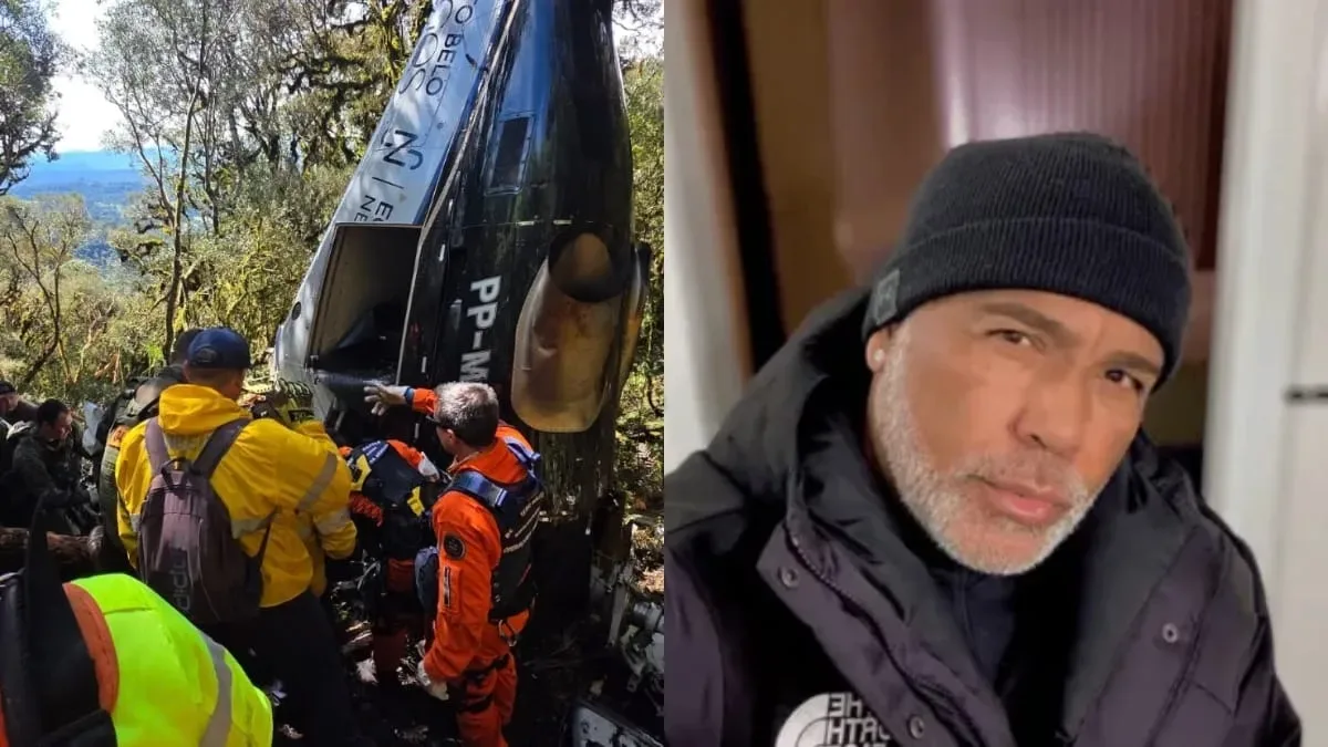 Bombeiros divulgam imagens dos destroços de helicóptero que caiu em Urubici