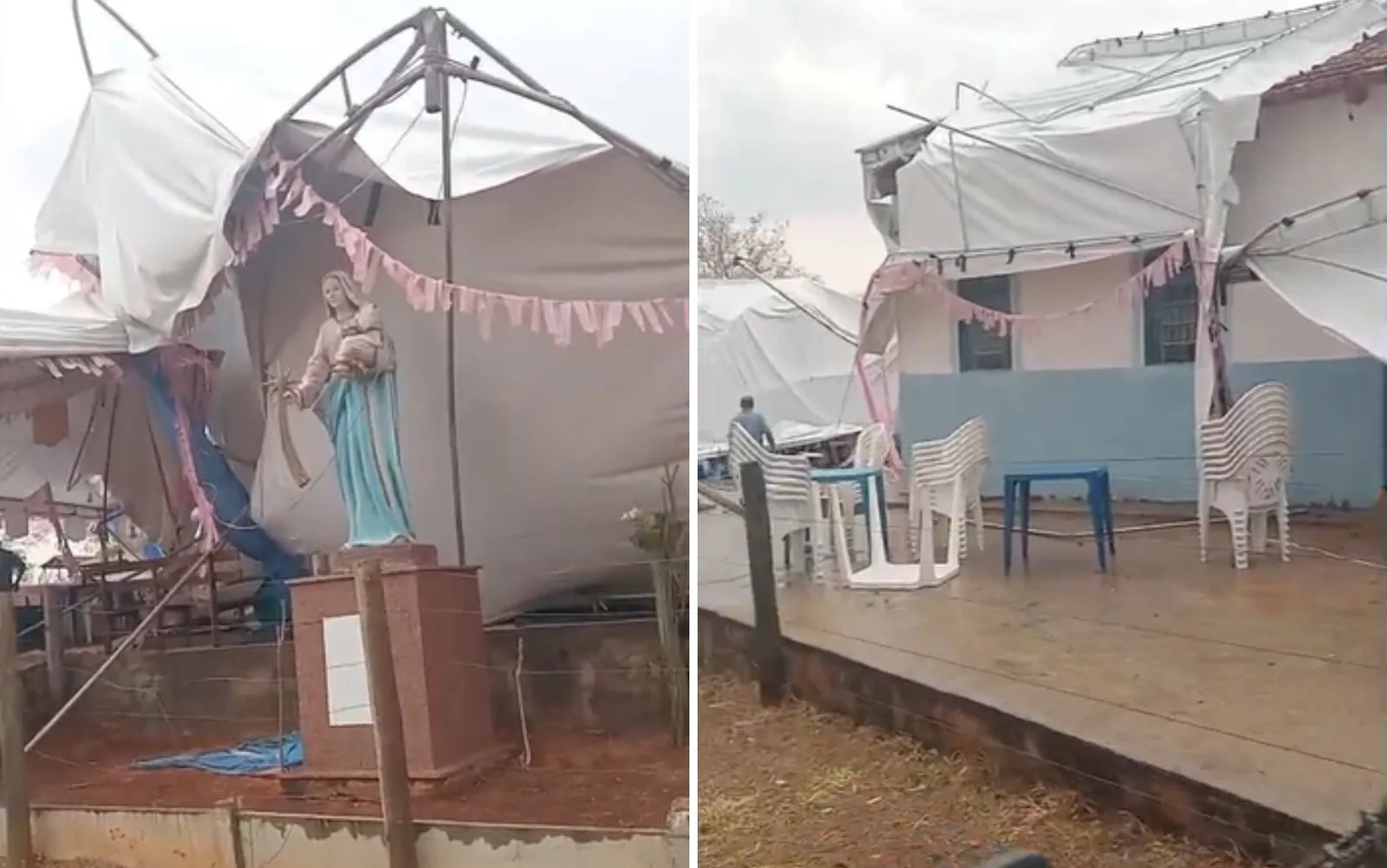 Imagem de Nossa Senhora da Guia resiste a temporal que derrubou tenda em Goiás