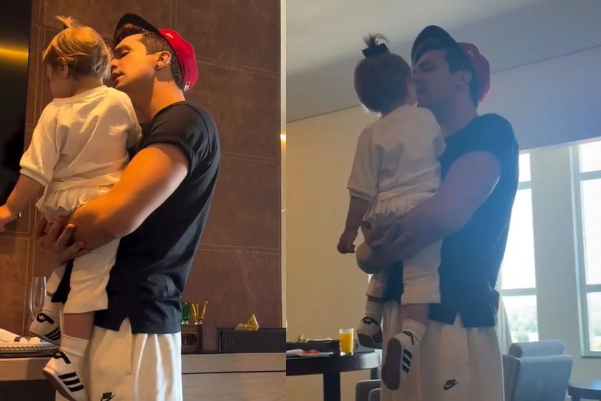 Luan Santana canta para a filha Serena em momento compartilhado por Jade Magalhães