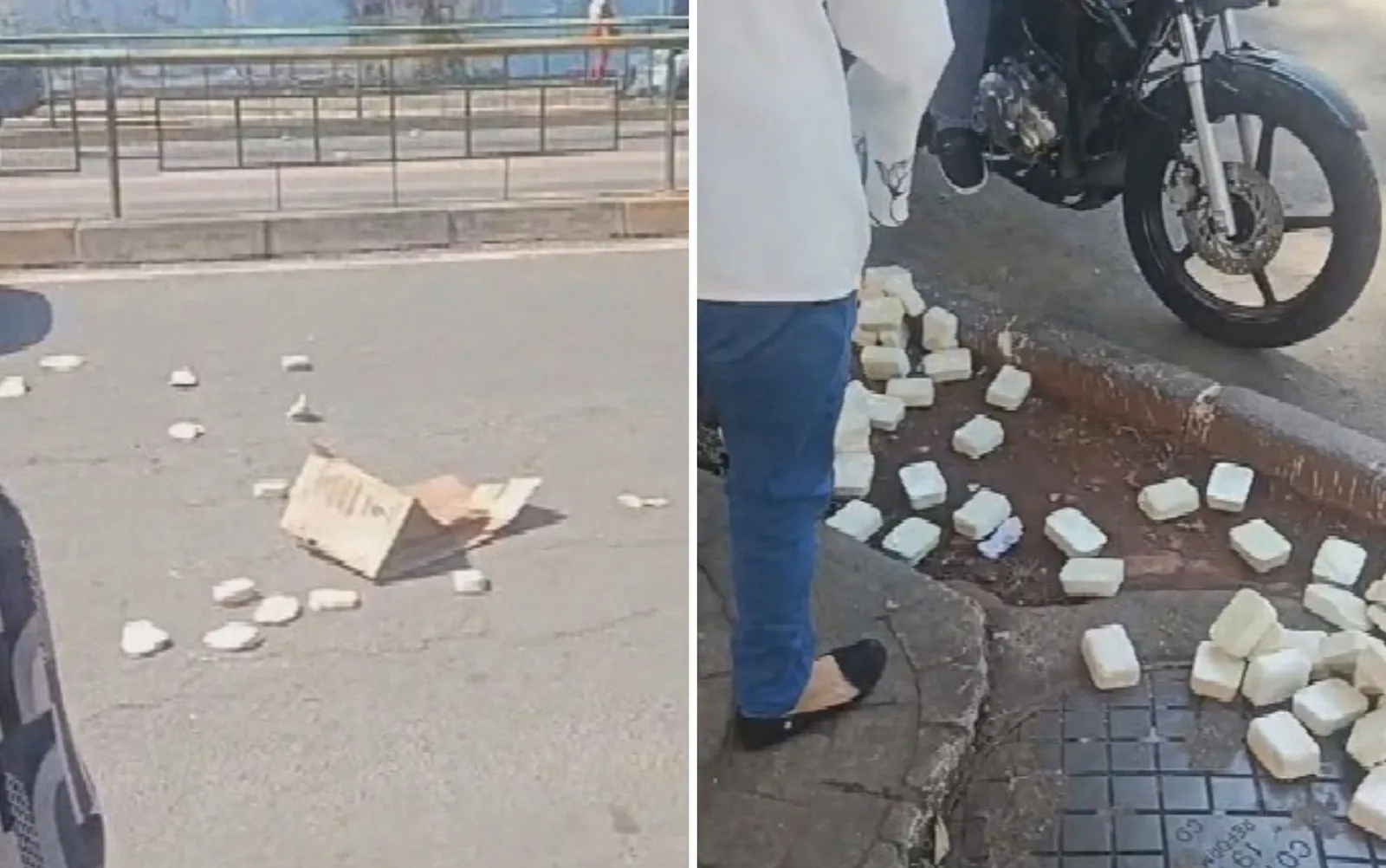 Mercadoria de idosa fica espalhada na rua após conflito com motorista em Goiânia