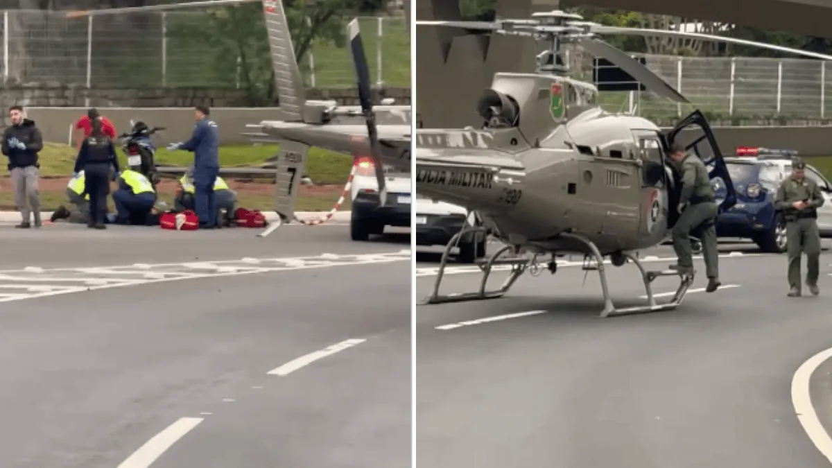 Equipes levam casal ao Hospital Celso Ramos após queda de moto em Florianópolis