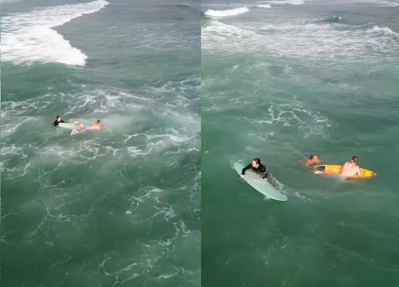 Surfistas resgatam turista que teve dificuldade para sair do mar na Barra
