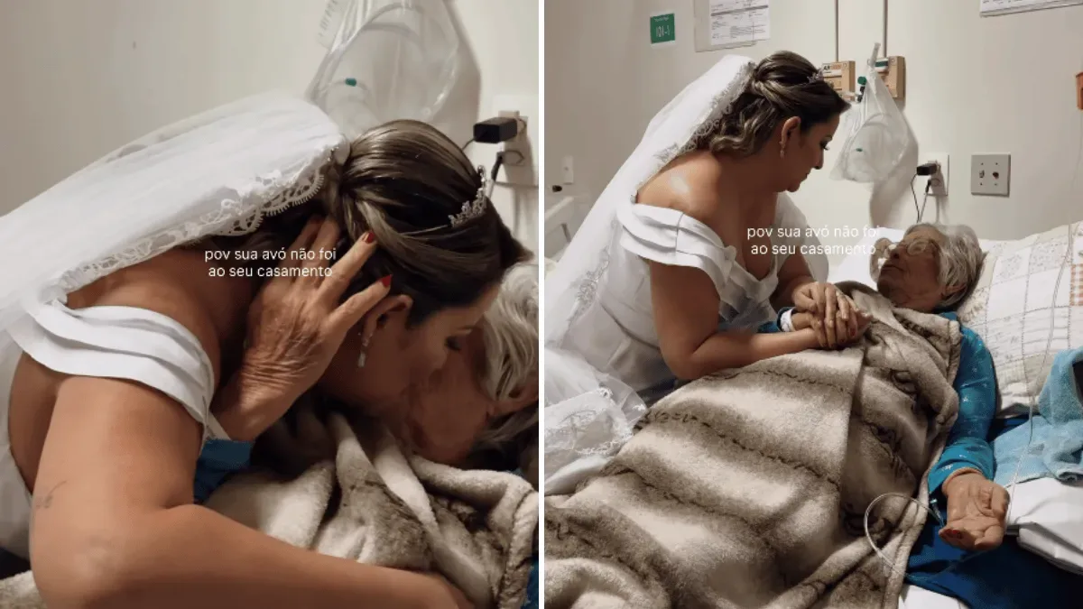 Noiva visita avó internada no dia do casamento em Itajaí