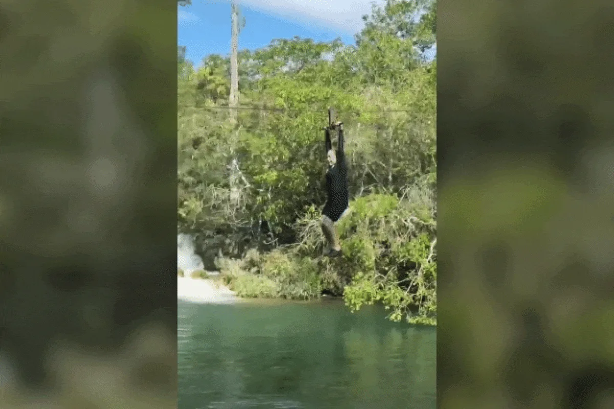 Cissa Guimarães percorre tirolesa e cai na água durante viagem por Bonito
