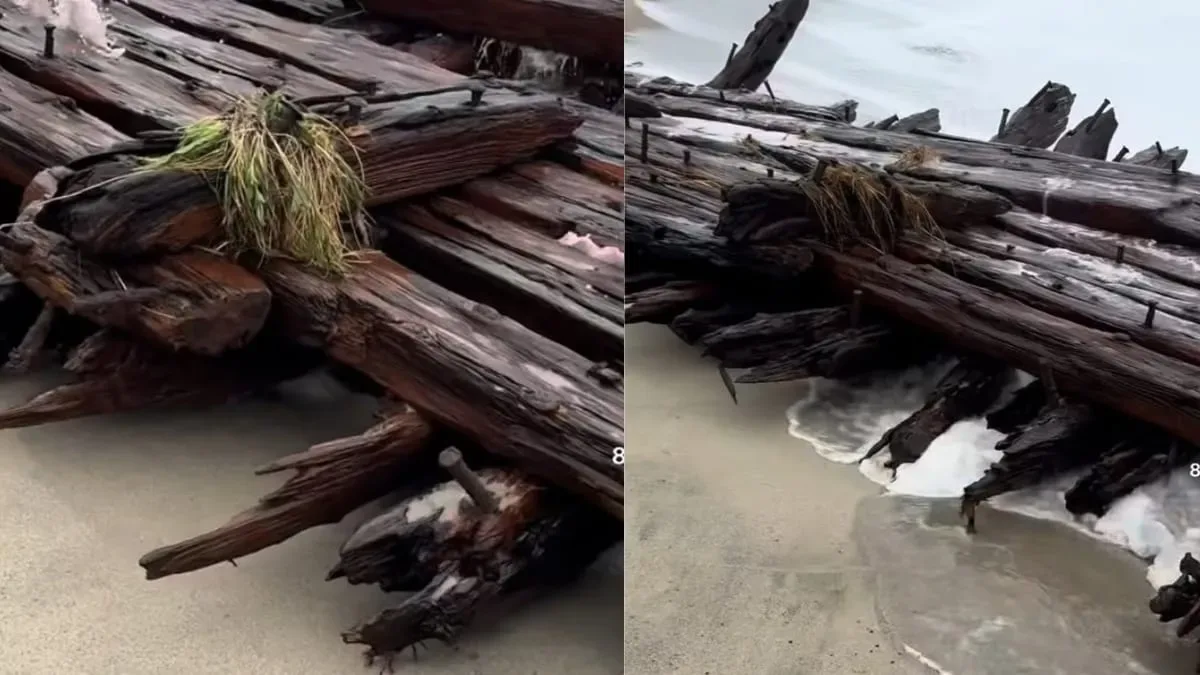 Tempestade expõe restos de possível naufrágio de 1884 em Nantucket