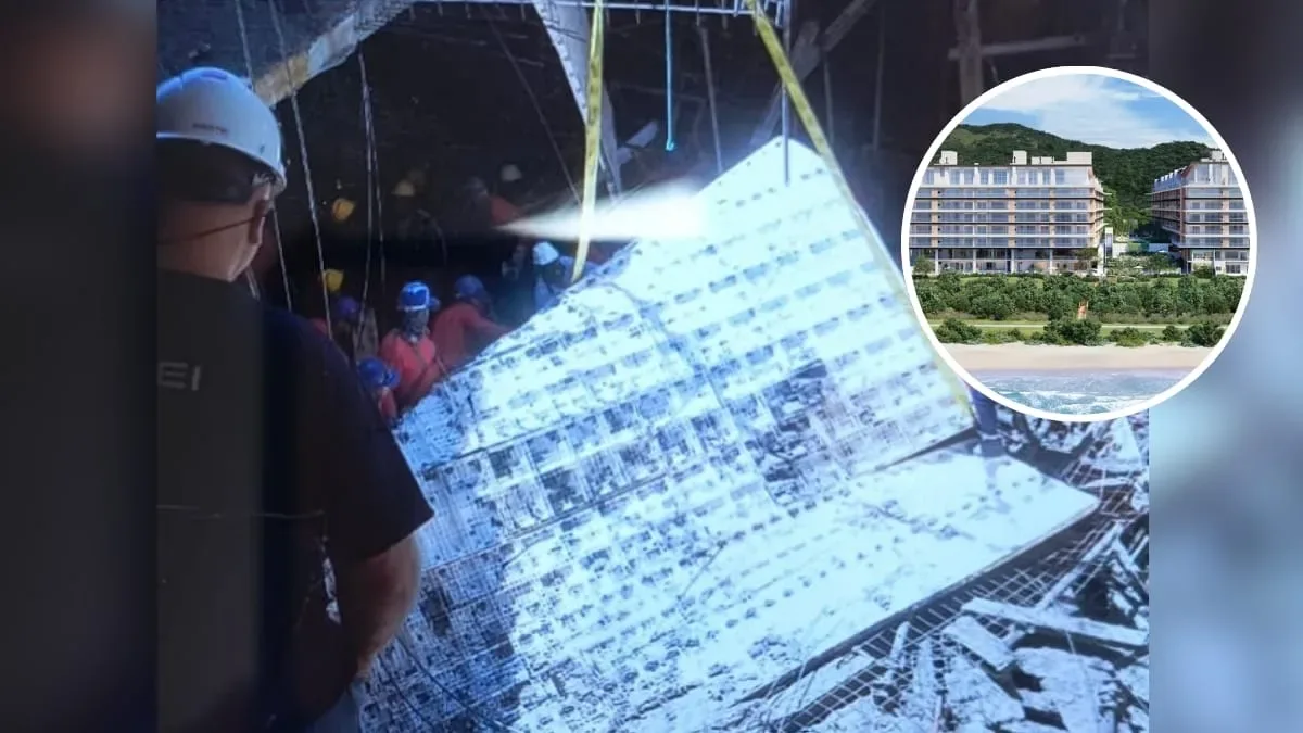 Concretagem atinge três trabalhadores em obra na Praia Brava, em Florianópolis