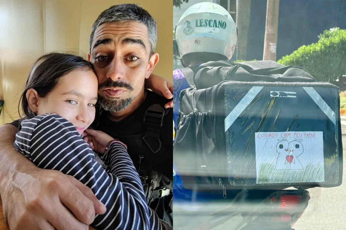 Desenho de menina na bag do pai motoboy chama atenção em Campo Grande