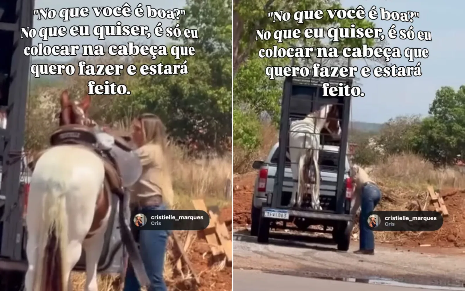 Estudante viraliza ao retirar, arrear e selar cavalo sozinha